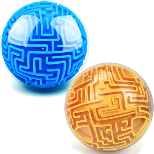Puzzle Ball Toys- 3D Puzzle Gravity Maze Ball Gifts for 8 9 10 11 12+ Year Old Boys Girls and Adults, Hard Challenges Memory Brain Maze Cube Ball Puzzles Games(Blue+Gold) von Hymaz