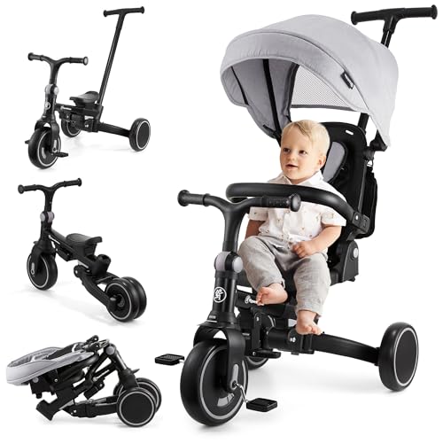 HyperMotion Dreirad 8-in-1 TOBI Forest – Modularer Kinderroller mit Schubstange, Verdeck und drehbarem Sitz – Für Kinder von 1–5 Jahren – Faltbar und Höhenverstellbar (Grau) HyperMotion Dreirad 8-in-1 TOBI Forest – Modularer Kinderroller mit Schubstange, Verdeck und drehbarem Sitz – Für Kinder von 1–5 Jahren – Faltbar und Höhenverstellbar (Grau) von HyperMotion