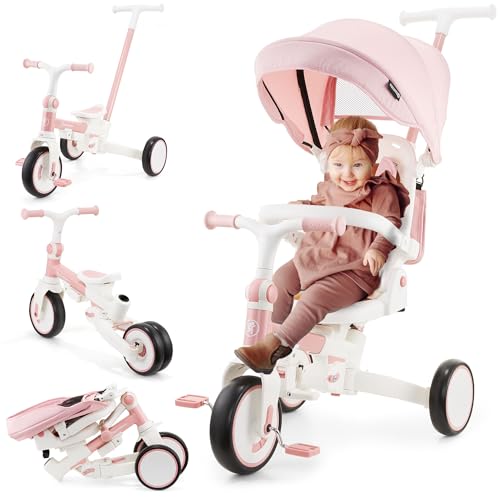 HyperMotion Dreirad 8-in-1 TOBI Forest – Modularer Kinderroller mit Schubstange, Verdeck und drehbarem Sitz – Für Kinder von 1–5 Jahren – Faltbar und Höhenverstellbar (Rosa) HyperMotion Dreirad 8-in-1 TOBI Forest – Modularer Kinderroller mit Schubstange, Verdeck und drehbarem Sitz – Für Kinder von 1–5 Jahren – Faltbar und Höhenverstellbar (Rosa) von HyperMotion