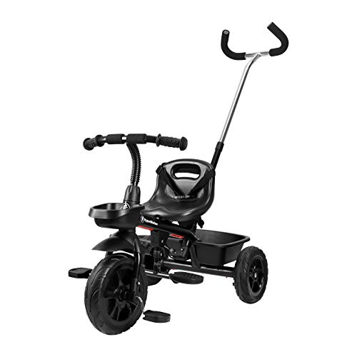 HyperMotion Dreirad für Kinder mit Steuergriff für Eltern, Sicherheitsgurten, bequemem Sattel, breite Rädern, TOBI Vector erstes Fahrrad für Kinder, Schwarz HyperMotion Dreirad für Kinder mit Steuergriff für Eltern, Sicherheitsgurten, bequemem Sattel, breite Rädern, TOBI Vector erstes Fahrrad für Kinder, Schwarz von HyperMotion