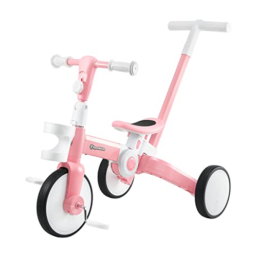 HyperMotion Lauffahrrad 5in1 Laufräder Dreirad ab 2 Jahre, für Kinder ab 1.5 Jahre bis 5 Jahren, Lauflernhilfe, Kinderdreirad, Kinder Dreirad mit abnehmbaren Pedalen, Rosa von HyperMotion