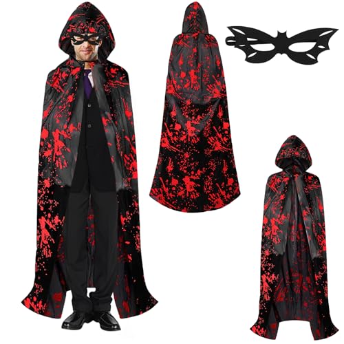 Hyran Halloween Umhang, Vampirumhang, Vampir Kostüme, Mittelalter Umhang, Halloween Kostüm, Fledermaus Augenmasken Umhang und Maske für Halloween Karneval Cosplay Party Hyran Halloween Umhang, Vampirumhang, Vampir Kostüme, Mittelalter Umhang, Halloween Kostüm, Fledermaus Augenmasken Umhang und Maske für Halloween Karneval Cosplay Party von Hyran