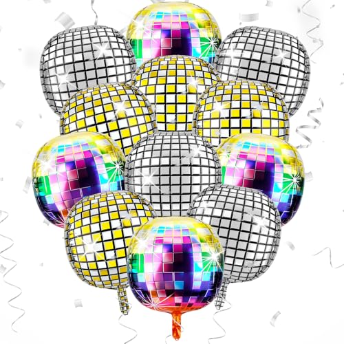 Hysagtek Disco-Ballons, 55,9 cm, bunte 4D-Disco-Ballons für Party-Dekorationen, Geburtstag, 70er-, 80er-Jahre-Party-Themen-Zubehör, mit 10 m Band, 12 Stück Hysagtek Disco-Ballons, 55,9 cm, bunte 4D-Disco-Ballons für Party-Dekorationen, Geburtstag, 70er-, 80er-Jahre-Party-Themen-Zubehör, mit 10 m Band, 12 Stück von Hysagtek