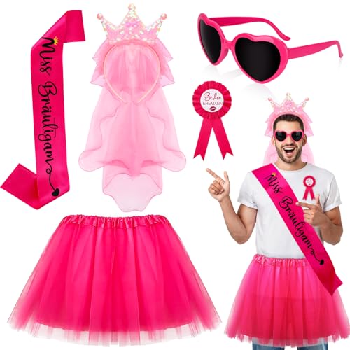 Hysagtek Junggesellenabschied Männer,5 Stück JGA Kostüm Accessoires Männer mit Rosa Tütü Herren,Rosa Love Brille,Abzeichen JGA Schleier Krone Stirnband Herren JGA Party Kostüm für Hochzeitsparty Spoof Hysagtek Junggesellenabschied Männer,5 Stück JGA Kostüm Accessoires Männer mit Rosa Tütü Herren,Rosa Love Brille,Abzeichen JGA Schleier Krone Stirnband Herren JGA Party Kostüm für Hochzeitsparty Spoof von Hysagtek