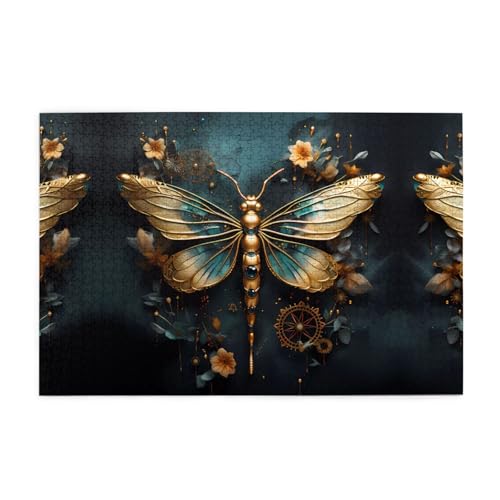 Hytter Puzzles, 1000 Teile, goldfarben, zartes Libellen-Blumenmuster, pädagogische, intellektuelle Holzpuzzles, lustige Puzzles, Stressabbau-Spiel Hytter Puzzles, 1000 Teile, goldfarben, zartes Libellen-Blumenmuster, pädagogische, intellektuelle Holzpuzzles, lustige Puzzles, Stressabbau-Spiel von Hytter