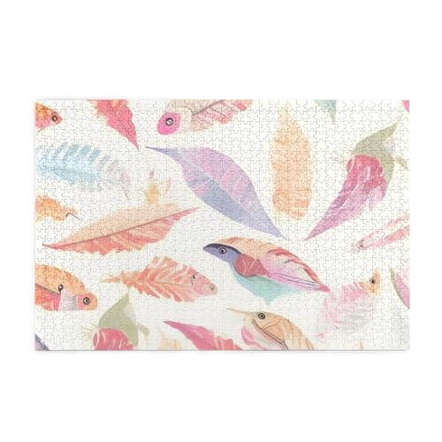Jigsaw Puzzles1000 Teile Hytter Farbige Federn Muster Pädagogische Intellektuelle Holzpuzzles Lustige Puzzles Stressabbau Spiel von Hytter