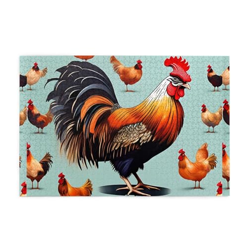 Jigsaw Puzzles1000 Teile Hytter Hahn und Huhn Druckmuster Pädagogische Intellektuelle Holzpuzzles, lustige Puzzles, Stressabbau-Spiel Jigsaw Puzzles1000 Teile Hytter Hahn und Huhn Druckmuster Pädagogische Intellektuelle Holzpuzzles, lustige Puzzles, Stressabbau-Spiel von Hytter