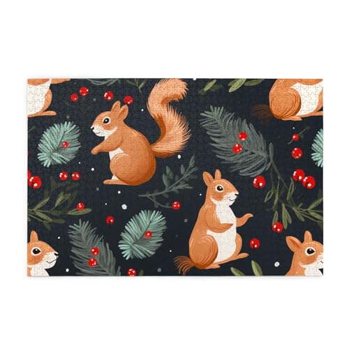 Jigsaw Puzzles1000 Teile Hytter Weihnachten Eichhörnchen Muster Pädagogische Intellektuelle Holzpuzzles Lustige Puzzles Stressabbau Spiel von Hytter