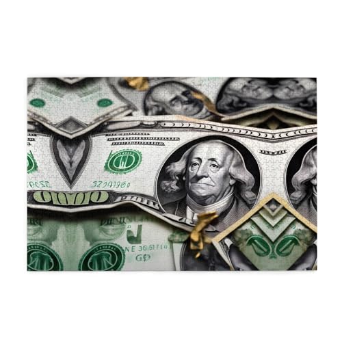 Puzzles1000 Teile Hytter Banknotenmuster Muster Pädagogische Intellektuelle Holzpuzzles Lustige Puzzles Stressabbau-Spiel von Hytter