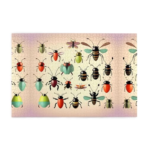 Puzzles1000 Teile Hytter Cartoon Kleine Insekten Muster Pädagogische Intellektuelle Holzpuzzles Lustige Puzzles Stressabbau-Spiel von Hytter