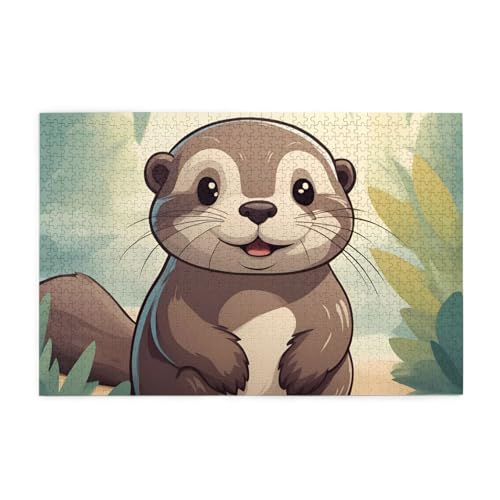 Puzzles1000 Teile Hytter Cartoon Niedliches Otter Muster Pädagogische Intellektuelle Holzpuzzles Lustige Puzzles Stressabbau Spiel von Hytter