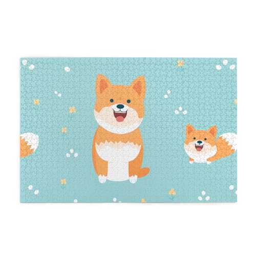 Puzzles1000 Teile Hytter Cute Shiba Inu Hund Muster Pädagogische Intellektuelle Holzpuzzles Lustige Puzzles Stressabbau Spiel von Hytter
