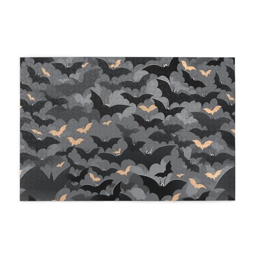 Puzzles1000 Teile Hytter Halloween-Fledermäuse graues Muster pädagogische intellektuelle Holzpuzzles lustige Puzzles Stressabbau-Spiel Puzzles1000 Teile Hytter Halloween-Fledermäuse graues Muster pädagogische intellektuelle Holzpuzzles lustige Puzzles Stressabbau-Spiel von Hytter