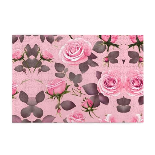 Puzzles1000 Teile Hytter Hübsche rosa Rosen Muster pädagogische intellektuelle Holzpuzzles lustige Puzzles Stressabbau-Spiel Puzzles1000 Teile Hytter Hübsche rosa Rosen Muster pädagogische intellektuelle Holzpuzzles lustige Puzzles Stressabbau-Spiel von Hytter