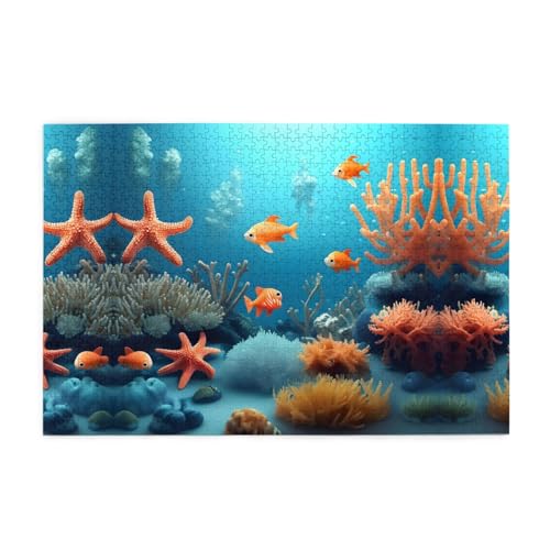Puzzles1000 Teile Hytter Korallenfisch Unterwassermuster Pädagogische Intellektuelle Holzpuzzles Lustige Puzzles Stressabbau-Spiel von Hytter