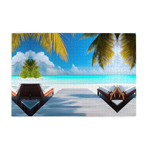 Puzzles1000 Teile Hytter Malediven Urlaub Muster Pädagogische Intellektuelle Holzpuzzles Lustige Puzzles Stressabbau-Spiel von Hytter