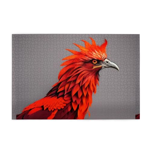 Puzzles1000 Teile Hytter Orange-Rot Phönix-Muster Pädagogische Intellektuelle Holzpuzzles Lustige Puzzles Stressabbau-Spiel von Hytter