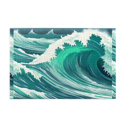 Puzzles1000 Teile Hytter Ozean Grün Wellen-Surfmuster Pädagogische Intellektuelle Holzpuzzles Lustige Puzzles Stressabbau-Spiel Puzzles1000 Teile Hytter Ozean Grün Wellen-Surfmuster Pädagogische Intellektuelle Holzpuzzles Lustige Puzzles Stressabbau-Spiel von Hytter