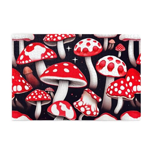 Puzzles1000 Teile Hytter Rot Weiß Pilz Muster Pädagogische Intellektuelle Holzpuzzles Lustige Puzzles Stressabbau Spiel von Hytter