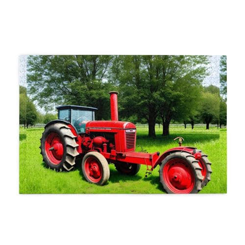Puzzles1000 Teile Hytter Roter Traktor Muster Pädagogische Intellektuelle Holzpuzzles Lustige Puzzles Stressabbau Spiel von Hytter