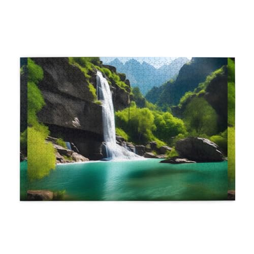 Puzzles1000 Teile Hytter Scenic Mountain Wasserfall Muster Pädagogische Intellektuelle Holzpuzzles Lustige Puzzles Stressabbau Spiel von Hytter