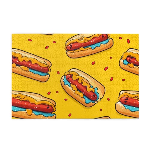 Puzzles1000 Teile Hytter Spaß Essen Hot Dogs Muster Pädagogische Intellektuelle Holzpuzzles Lustige Puzzles Stressabbau Spiel von Hytter