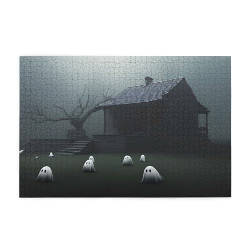 Puzzles1000 Teile Hytter Spukhaus Muster Pädagogische Intellektuelle Holzpuzzles Lustige Puzzles Stressabbau-Spiel von Hytter