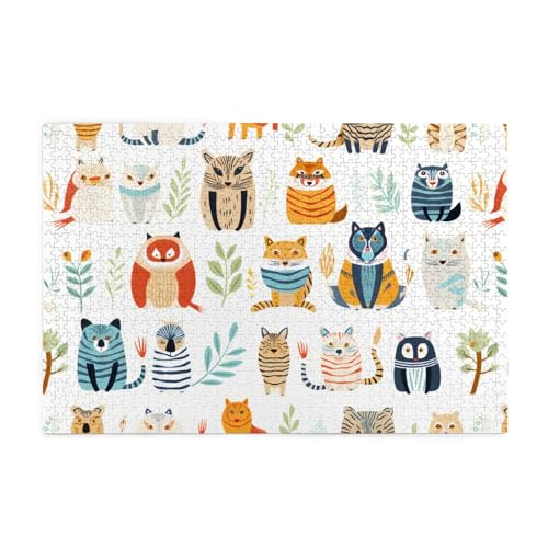 Puzzles1000 Teile Hytter Stickerei Tiere Tigerpinguin Muster Pädagogische Intellektuelle Holzpuzzles Lustige Puzzles Stressabbau Spiel von Hytter