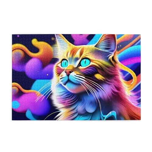 Puzzles1000 Teile Hytter buntes psychedelisches Katzenmuster, pädagogische intellektuelle Holzpuzzles, lustige Puzzles, Stressabbau-Spiel Puzzles1000 Teile Hytter buntes psychedelisches Katzenmuster, pädagogische intellektuelle Holzpuzzles, lustige Puzzles, Stressabbau-Spiel von Hytter