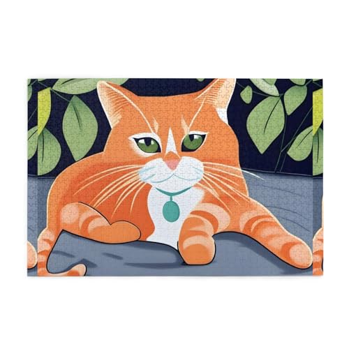 Puzzles1000 Teile Hytter orange Katzen Muster Pädagogische Intellektuelle Holzpuzzles Lustige Puzzles Stressabbau Spiel von Hytter