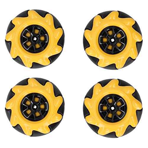 Mecanum Allrad, 60mm (1-Paar), gelb schwarz, Smart Robot Autoteile Zubehör, kompatibel mit Bausteinen, TT-Motoren von Hyuduo