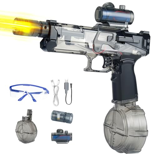 Elektrische Wasserpistole, Automatische Wasserpistole mit Schutzbrille, Wasserpistole Elektrisch mit LED Licht, Wasserpistole Spielzeug für Kinder Erwachsene Sommer Draussen Pool Strand Party Elektrische Wasserpistole, Automatische Wasserpistole mit Schutzbrille, Wasserpistole Elektrisch mit LED Licht, Wasserpistole Spielzeug für Kinder Erwachsene Sommer Draussen Pool Strand Party von Hyunlai