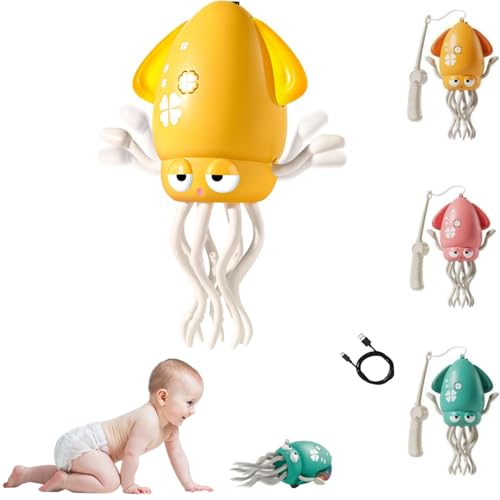 Elektrisches Tanzendes Oktopus Spielzeug für Baby, Lernspielzeug mit LED-Lichtern, Automatisch Krabbelnder Oktopus, Kinderspielzeug ab 3+ Jahre Junge Mädchen Weihnacht, Geburtstagsgeschenk (Gelb) von Hyunlai