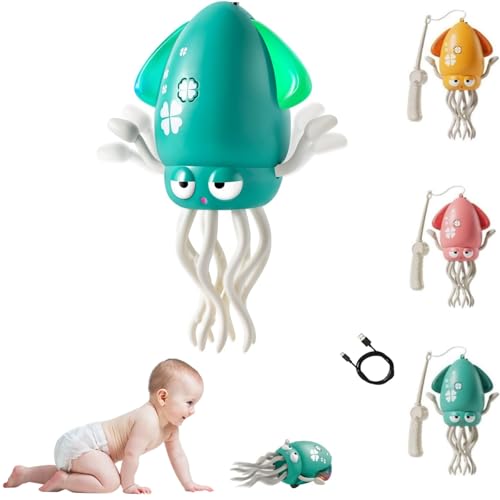 Elektrisches Tanzendes Oktopus Spielzeug für Baby, Lernspielzeug mit LED-Lichtern, Automatisch Krabbelnder Oktopus, Kinderspielzeug ab 3+ Jahre Junge Mädchen Weihnacht, Geburtstagsgeschenk (Grün) von Hyunlai