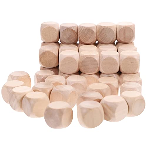 50 Stück Holzwürfel Blanko, DIY Leere Unbemalte Würfel mit Runden Ecken für Kunst & Handwerk Brettspiele, 20 mm von Hyxodjy