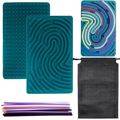 Sensorisches Aktivitätsbrett, Silicone Sensorik Activity Board Doppelseitiges Sensorisches Spielzeug Aktivitätsbrett mit 11 Silikonschnüre zur Beruhigung, Angstzuständen,ADHD Stressabbau von Hyxodjy