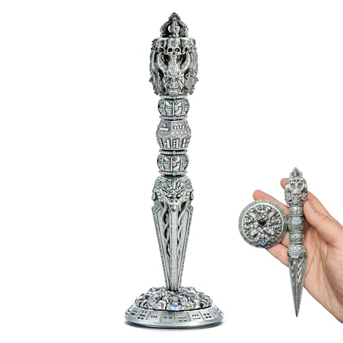 HzFitInc Einzigartiger 7-in-1-Metallwürfel, Zauberstab, Würfelkreisel mit Geschenkbox für Dungeons und Drachen für DM-TRPG-Spiele, magisches Requisiten-Zubehör (Farbe: Silber) von HzFitInc