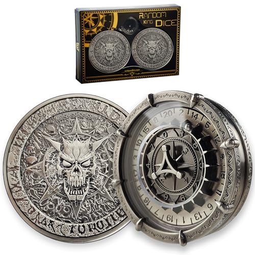 Random King Würfel-Set aus einzigartigem Würfel, Metallrad, Spinner für Dungeons and Dragons, DND-Rollenspiele, Requisiten, Zubehör, Geschenk mit Box, Farbe: Silber von HzFitInc
