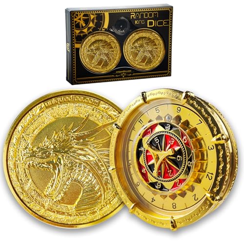 Random King Würfel-Set von Unique Dice 7-in-2 Roulette Würfel Spinner Geschenkbox für D und D Dungeons und Dragons und Tischspiel, Farbe Casino Gold von HzFitInc