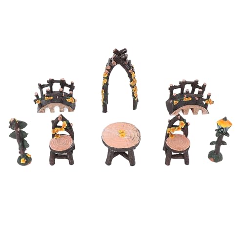 8PCS Fairy Garden Accessoires Set Harz Miniaturtisch und Stühle Set Landscape Ornamente für die Dekoration zu Hause mit Realistischen Details für Gartenarbeit und DIY 8PCS Fairy Garden Accessoires Set Harz Miniaturtisch und Stühle Set Landscape Ornamente für die Dekoration zu Hause mit Realistischen Details für Gartenarbeit und DIY von Hztyyier