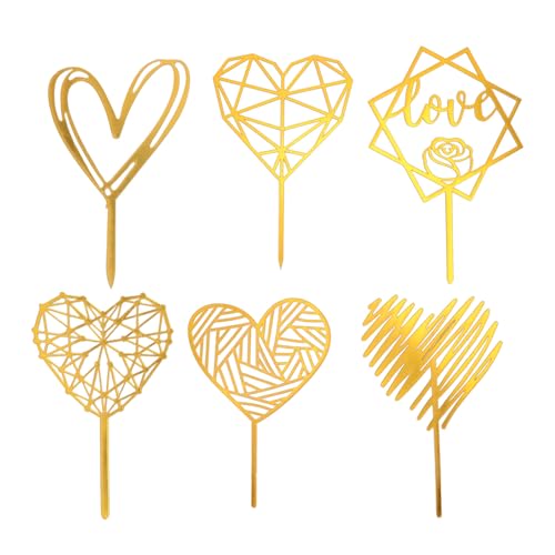 Gold Heart Cake Toppers Set mit 6 Prozent Gold Heart Cake Toppers Set mit 6 Prozent von Hztyyier