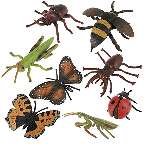 Hztyyier 8 stücke Miniatur Insektenspielzeug & Fake Bugs, Mini Bug Insektenspielzeug Figuren, Kunststoff 3D Insekt Modell Kit Baby Kinder Lernspielzeug Fotografie Requisiten von Hztyyier