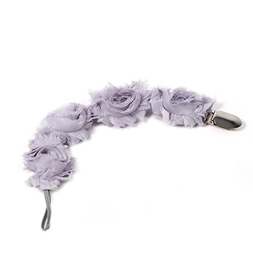 Hztyyier Baby Girls Säugling Rosenblume Schnullerkette Zahnen Haltergurt, mit Schönen Blumen Dekoriert, Geeignet Zum Halten von Schnuller, 33 cm Länge (Grey) von Hztyyier
