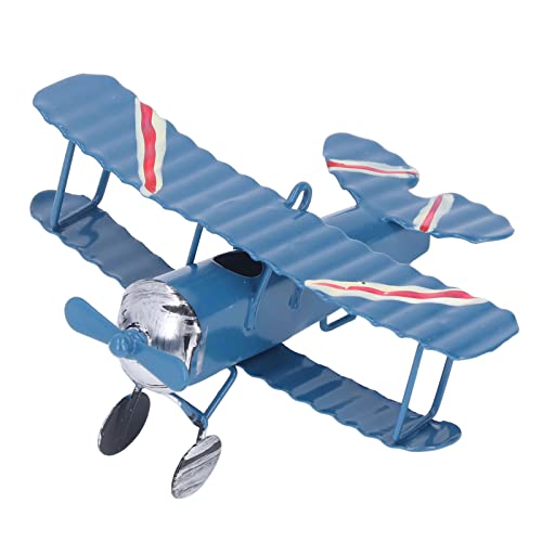 Hztyyier Blaues Flugzeugmodell, Retro-altes Flugzeug, Flugzeugmodell, Flugzeug-Display-Modell für Heim-Desktop-Dekorationen von Hztyyier