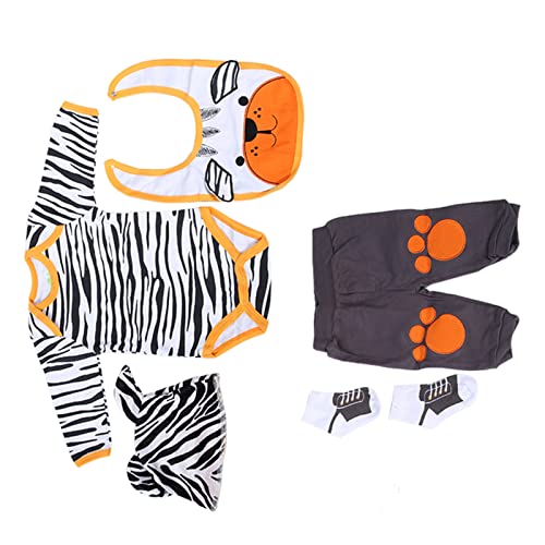 Hztyyier Cartoon Bärenpuppenkleidung Set Süße Gestreifte Kostüme für 20-22-Zoll-Puppen, Stoff, 5-teiliges Outfit für Neugeborene (Bärenpuppenkleidung) von Hztyyier