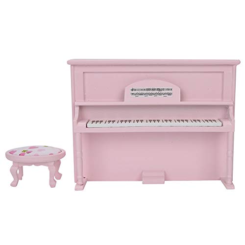 Hztyyier Doll House Mini Aufrechte Klavierspielzeug Stromlinienförmiges Stil Leicht für Kinderpuppenhaus Ungiftiges Holzmaterial (PINK) von Hztyyier