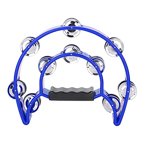 Hztyyier Fun Double Row Jingles Tamburin für Musikalische Praxis, Glatte Oberflächen -Handbell für Hervorragende Klangqualität, Weißes, Tolles für Musikliebhaber, Kunststoff + Metall (BLUE) von Hztyyier