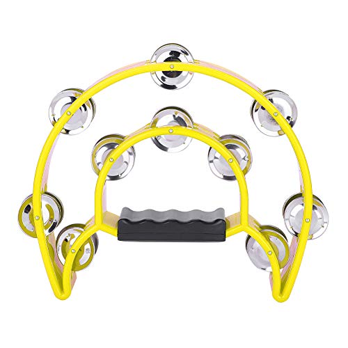 Hztyyier Fun Double Row Jingles Tamburin für Musikalische Praxis, Glatte Oberflächen -Handbell für Hervorragende Klangqualität, Weißes, Tolles für Musikliebhaber, Kunststoff + Metall (YELLOW) von Hztyyier