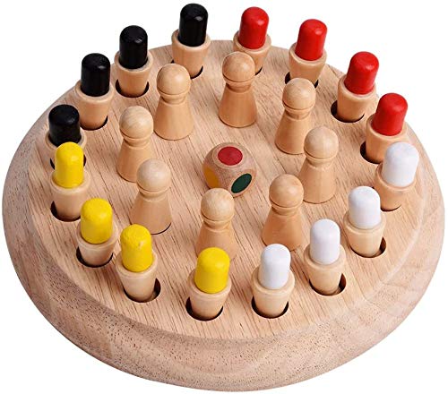 Hztyyier Gedächtnisschach, Hölzerne Memory Match Stick Schachspiel für Kinder Frühe pädagogische 3D Puzzle Spielzeug für Kinder Familie und Party von Hztyyier