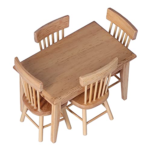 Hztyyier Holzpuppenhausmöbel Miniatur -Set Reibungsloses Fantasievolles Spiel für Kinderkinderentwicklung - Tabelle 4 Stühle für Mini Umgebungen (Originalholz) von Hztyyier